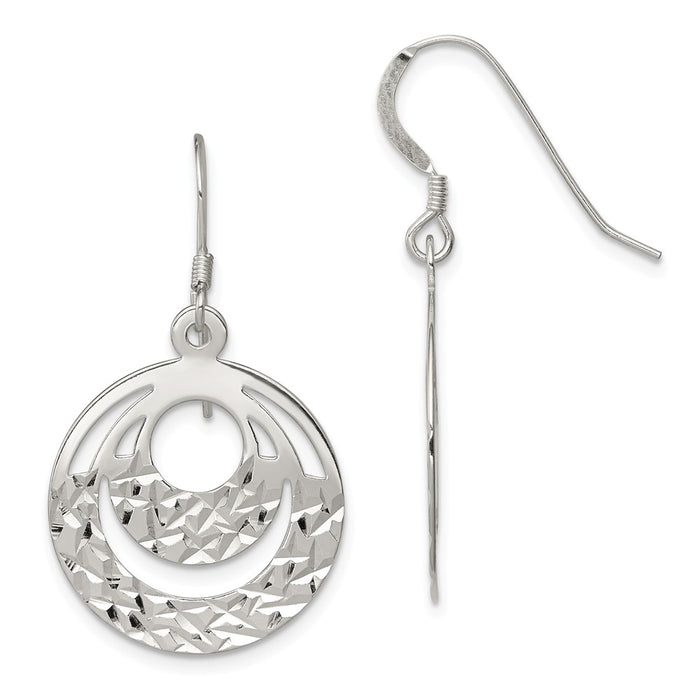 Stella Silver 925 Sterling Silver Diamond-cut Circle Dangle Earrings, 33mm x 19mm