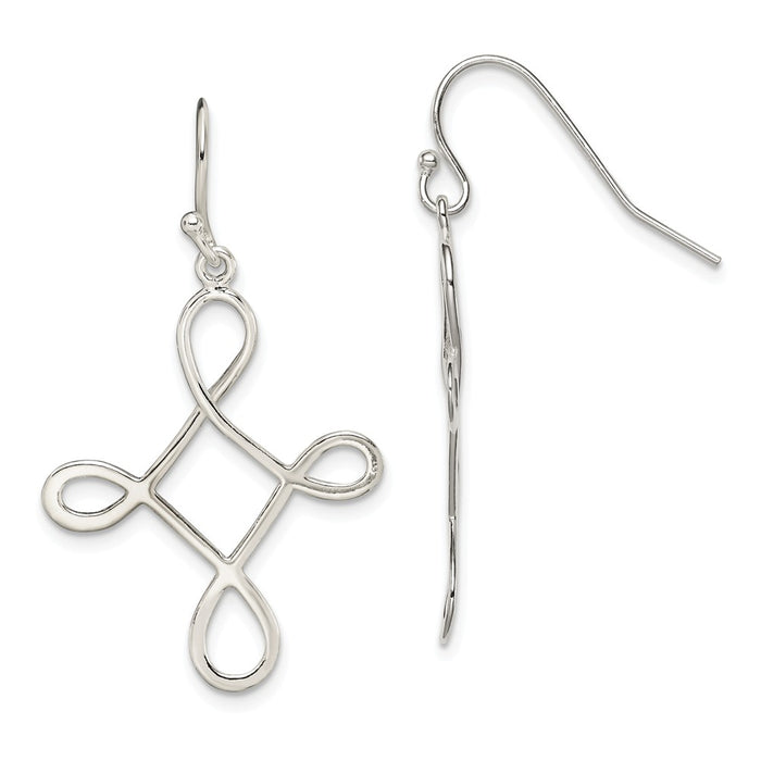 Stella Silver 925 Sterling Silver Polished Dangle Earrings, 37mm x 22mm