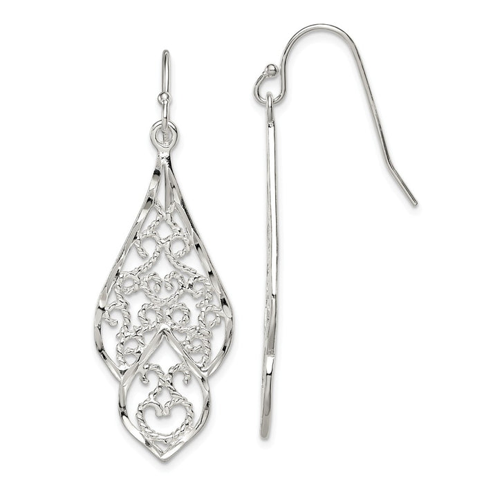 Stella Silver 925 Sterling Silver Diamond-cut Dangle Earrings, 46mm x 15mm
