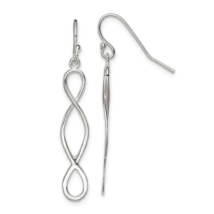 Stella Silver 925 Sterling Silver Polished Twist Dangle Earrings, 40mm x 7mm