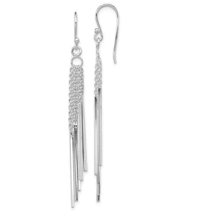 Stella Silver 925 Sterling Silver Rhodium-plated Five Chains & Bars Earrings, 69mm x 7mm