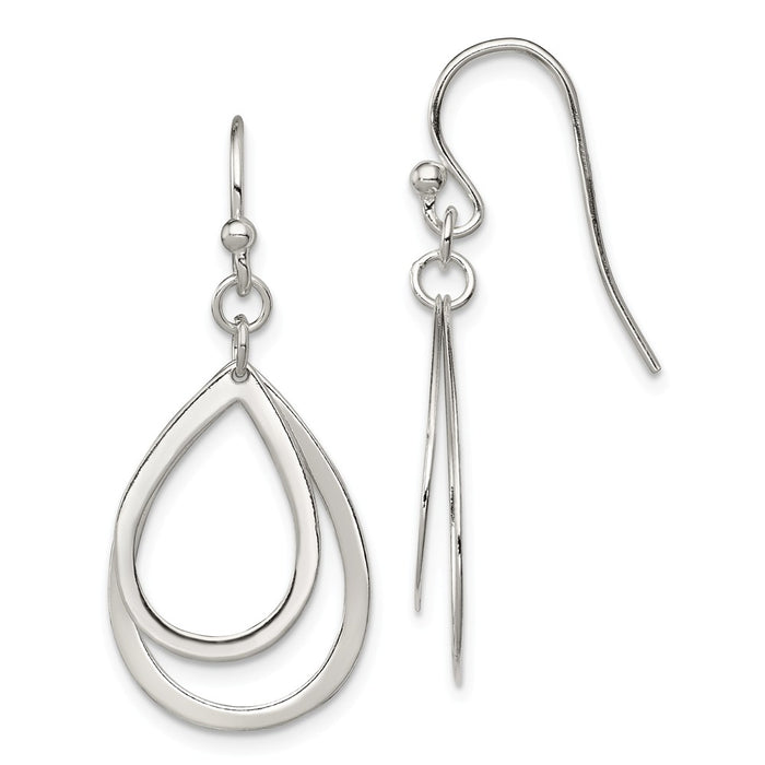 Stella Silver 925 Sterling Silver Dangle Shepherd Hook Earrings, 35mm x 15mm