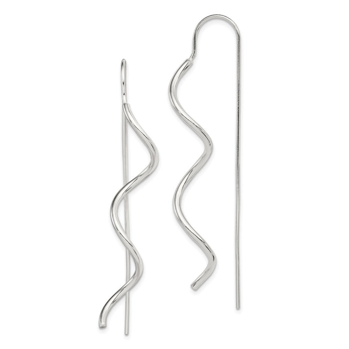Stella Silver 925 Sterling Silver Polished Spiral Dangle Earrings, 62mm x 7mm
