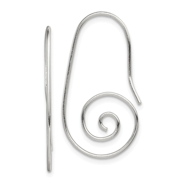 Stella Silver 925 Sterling Silver Hook Swirl Earrings, 31mm x 16mm