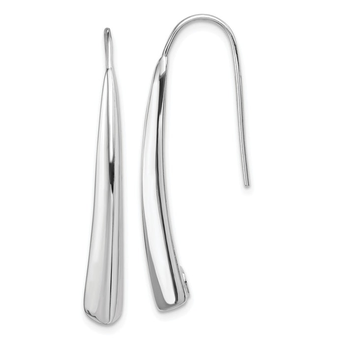 Stella Silver 925 Sterling Silver Polished Rhodium-Plated Fancy Bar Thread Earrings, 37mm x 5mm