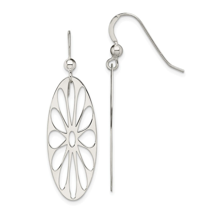 Stella Silver 925 Sterling Silver Polished Dangle Earrings, 44mm x 13mm