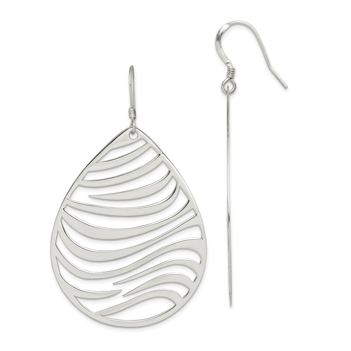 Stella Silver 925 Sterling Silver Polished Circle Dangle Earrings, 63mm x 38mm