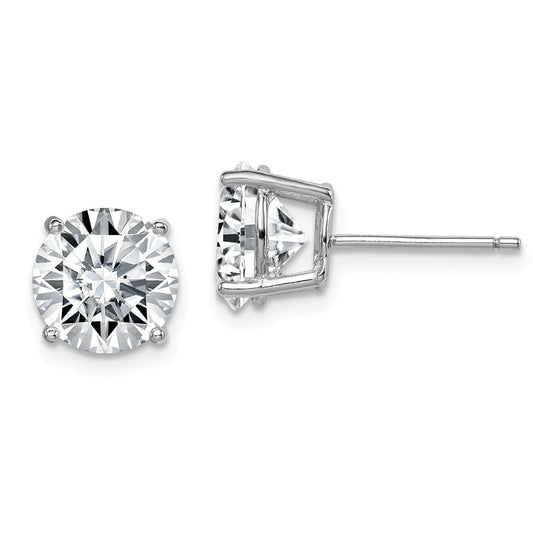 Stella Silver 925 Sterling Silver Rhodium-plated Round Cubic Zirconia ( CZ ) 8mm Post Earrings, 8mm x 8mm