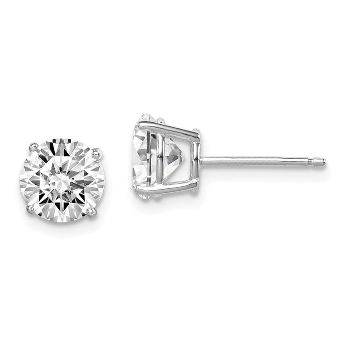 Stella Silver 925 Sterling Silver Rhodium-plated Round Cubic Zirconia ( CZ ) 7mm Post Earrings, 7mm x 7mm