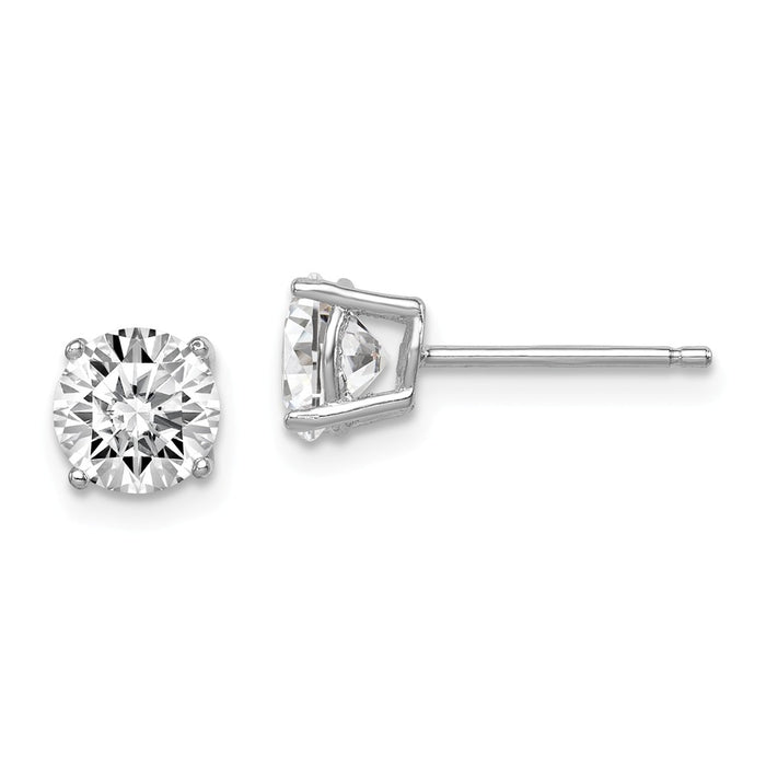 Stella Silver 925 Sterling Silver Rhodium-plated Round Cubic Zirconia ( CZ ) 6mm Post Earrings, 6mm x 6mm