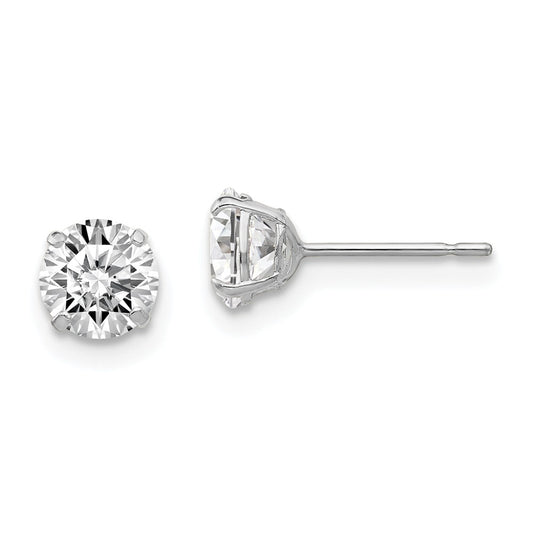 Stella Silver 925 Sterling Silver Rhodium-plated Round Cubic Zirconia ( CZ ) 5mm Post Earrings, 5mm x 5mm