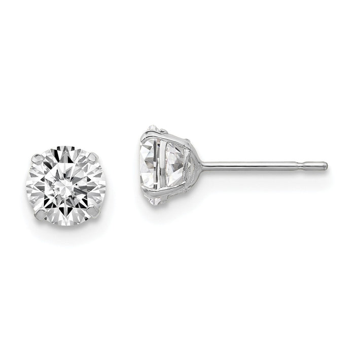 Stella Silver 925 Sterling Silver Rhodium-plated Round Cubic Zirconia ( CZ ) 5mm Post Earrings, 5mm x 5mm