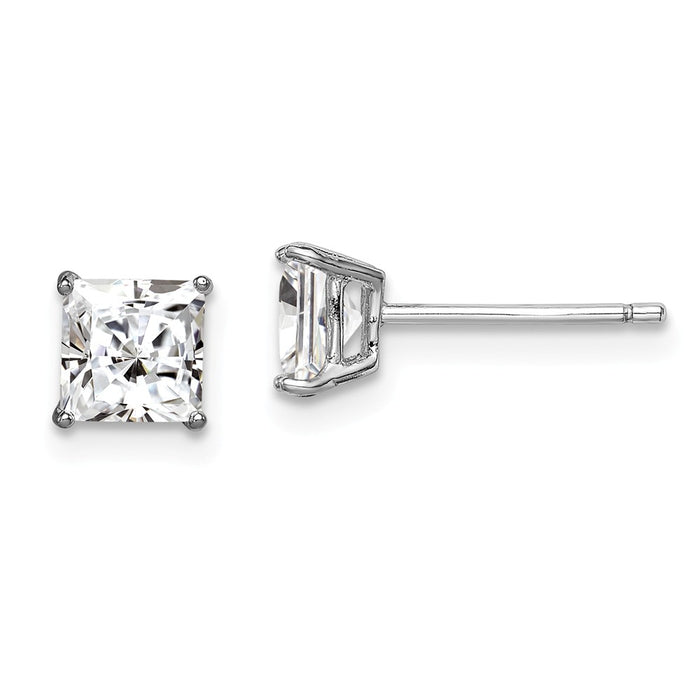 Stella Silver 925 Sterling Silver Rhodium-plated Cubic Zirconia ( CZ ) 5mm Square Post Earrings, 5mm x 5mm