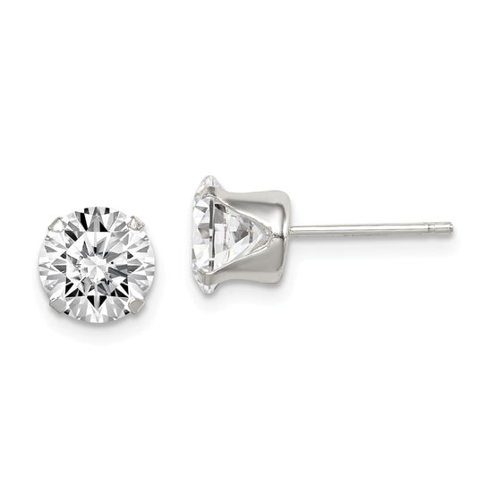 Stella Silver 925 Sterling Silver Cubic Zirconia ( CZ ) 7mm Post Earrings, 7mm x 7mm
