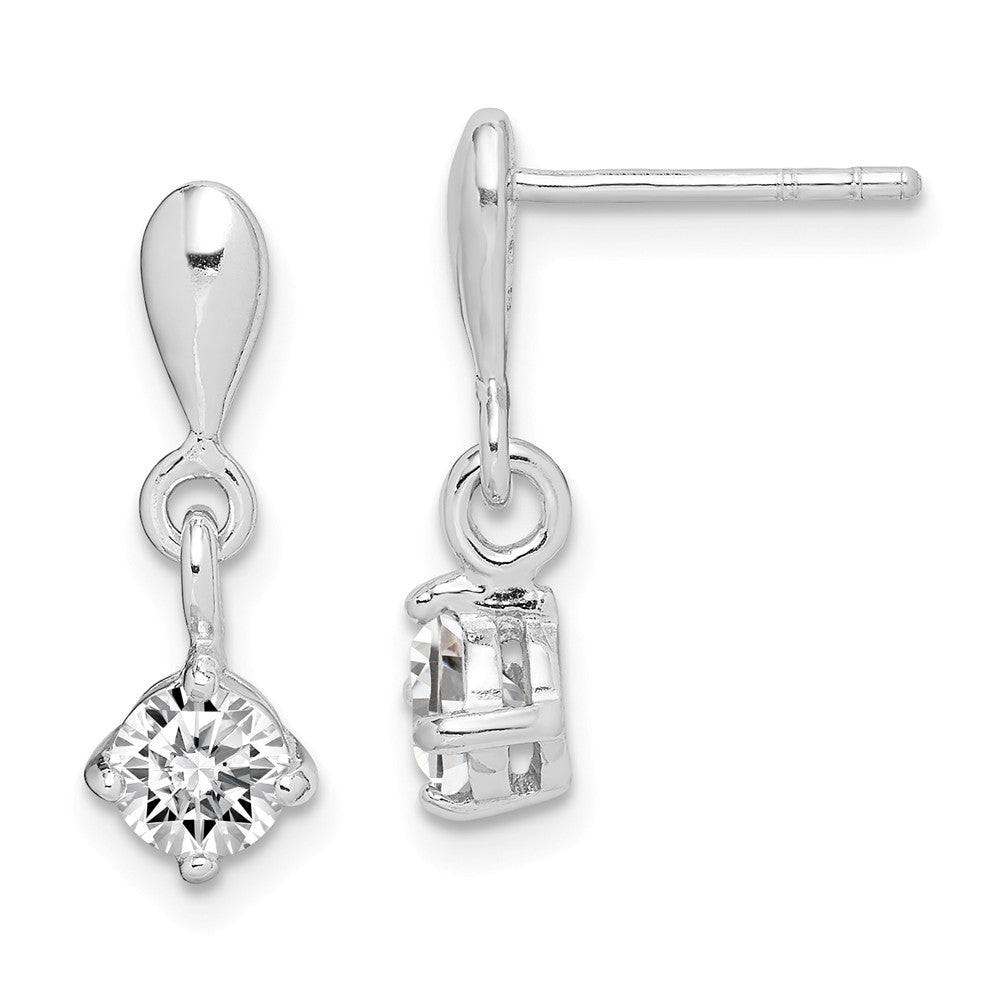 Stella Silver 925 Sterling Silver Rhodium-Plated Cubic Zirconia ( CZ ) Dangle Earrings, 18mm x 7mm
