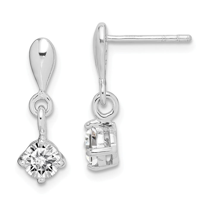 Stella Silver 925 Sterling Silver Rhodium-Plated Cubic Zirconia ( CZ ) Dangle Earrings, 18mm x 7mm