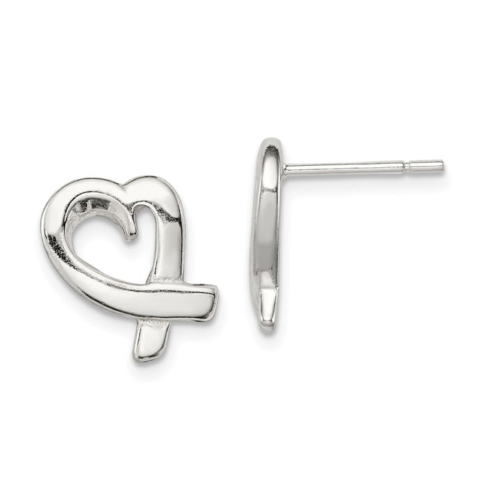 Stella Silver 925 Sterling Silver Heart Earrings, 14mm x 9mm