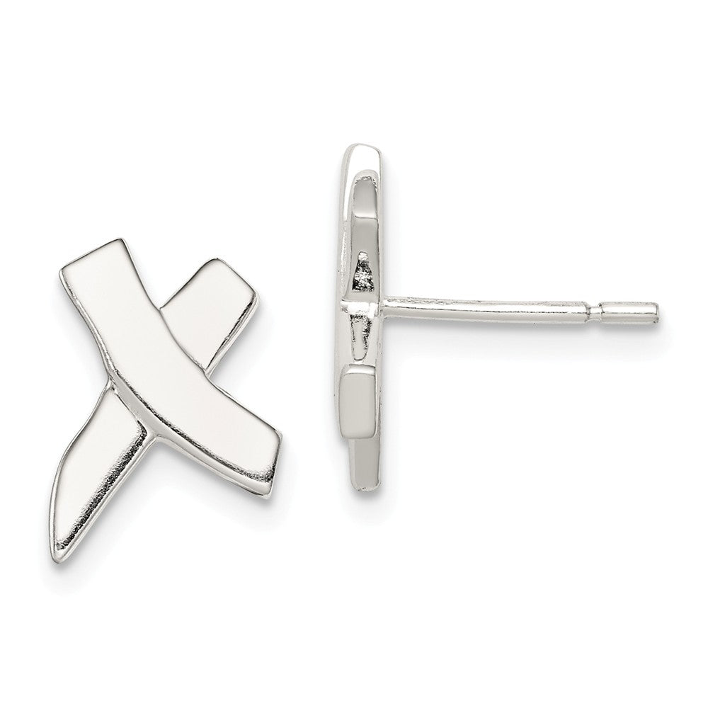 Stella Silver 925 Sterling Silver X Earrings, 13mm x 9mm