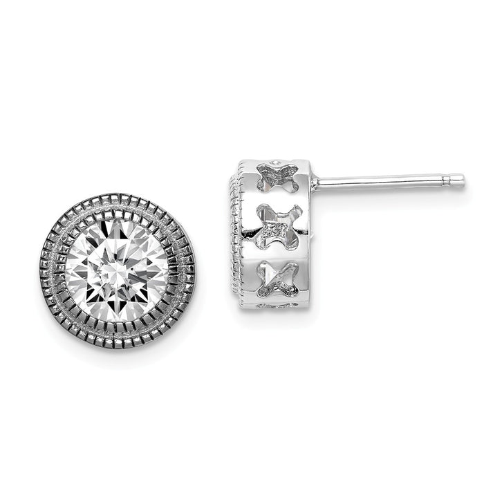 Stella Silver 925 Sterling Silver Cubic Zirconia ( CZ ) Round Flower Earrings, 10mm x 10mm