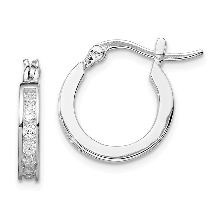 Stella Silver 925 Sterling Silver Rhodium-plated Cubic Zirconia ( CZ ) Hoop Earrings, 15mm x 14mm