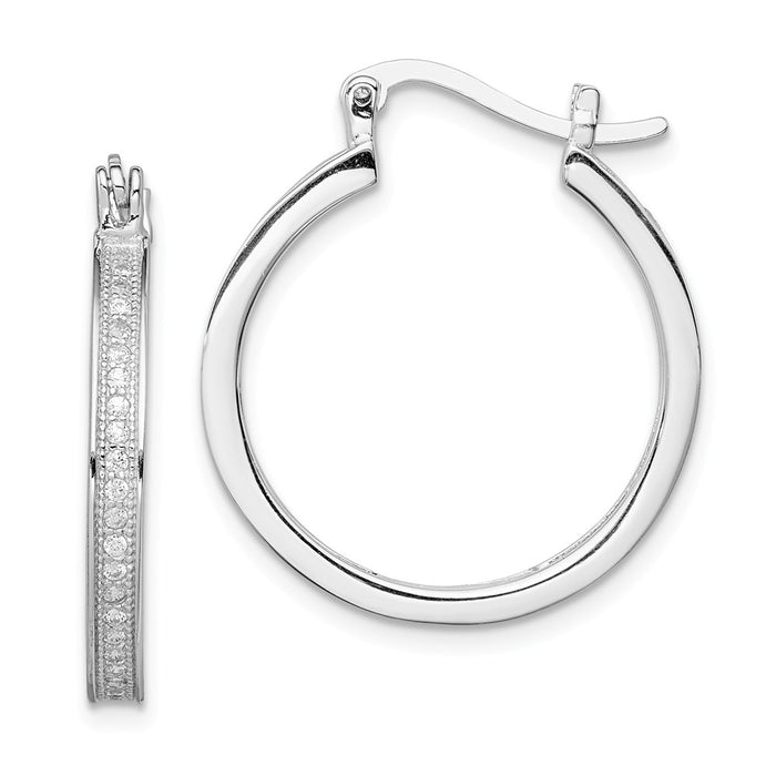 Stella Silver 925 Sterling Silver Rhodium-plated Cubic Zirconia ( CZ ) Hoop Earrings, 26mm x 24mm