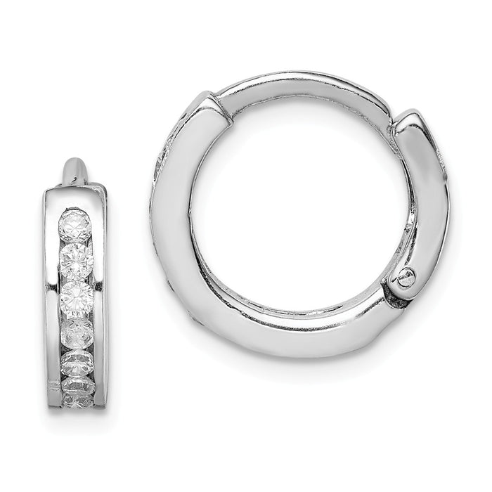 Stella Silver 925 Sterling Silver Rhodium-plated Cubic Zirconia ( CZ ) Hinged Earrings, 15mm x 14mm