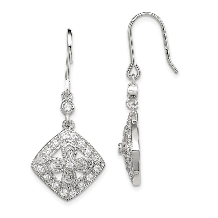 Stella Silver 925 Sterling Silver Cubic Zirconia ( CZ ) Dangle Earrings, 36mm x 16mm
