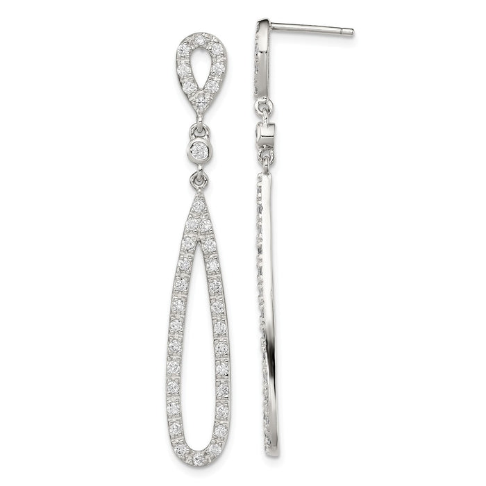 Stella Silver 925 Sterling Silver Cubic Zirconia ( CZ ) Dangle Post Earrings, 52mm x 8mm