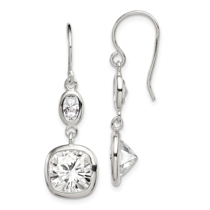 Stella Silver 925 Sterling Silver Cubic Zirconia ( CZ ) Square Dangle Earrings, 36mm x 11mm