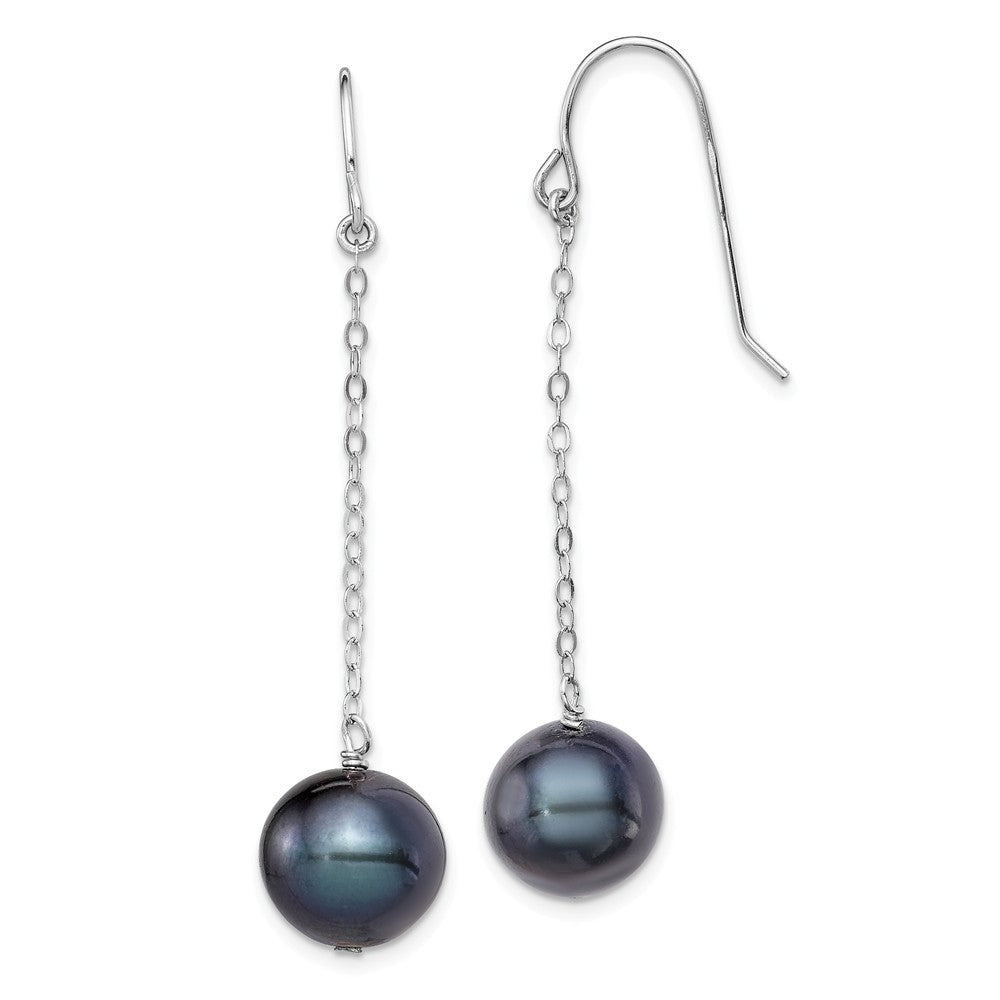 Stella Silver 925 Sterling Silver Rh-plated 9-10mm Freshwater Cultured Pearl Dangle Post Earrings, 45mm x 10mm