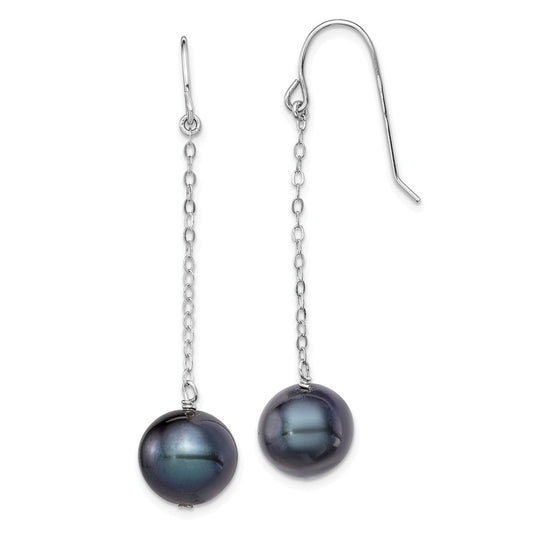 Stella Silver 925 Sterling Silver Rh-plated 9-10mm Freshwater Cultured Pearl Dangle Post Earrings, 45mm x 10mm