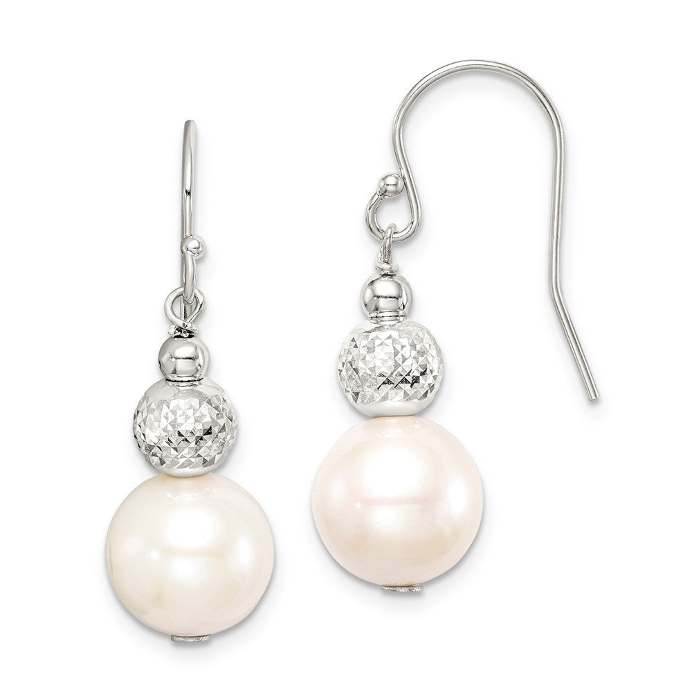 Stella Silver 925 Sterling Silver Freshwater Cultured Pearl/Bead Drop Earrings, 30mm x 9mm