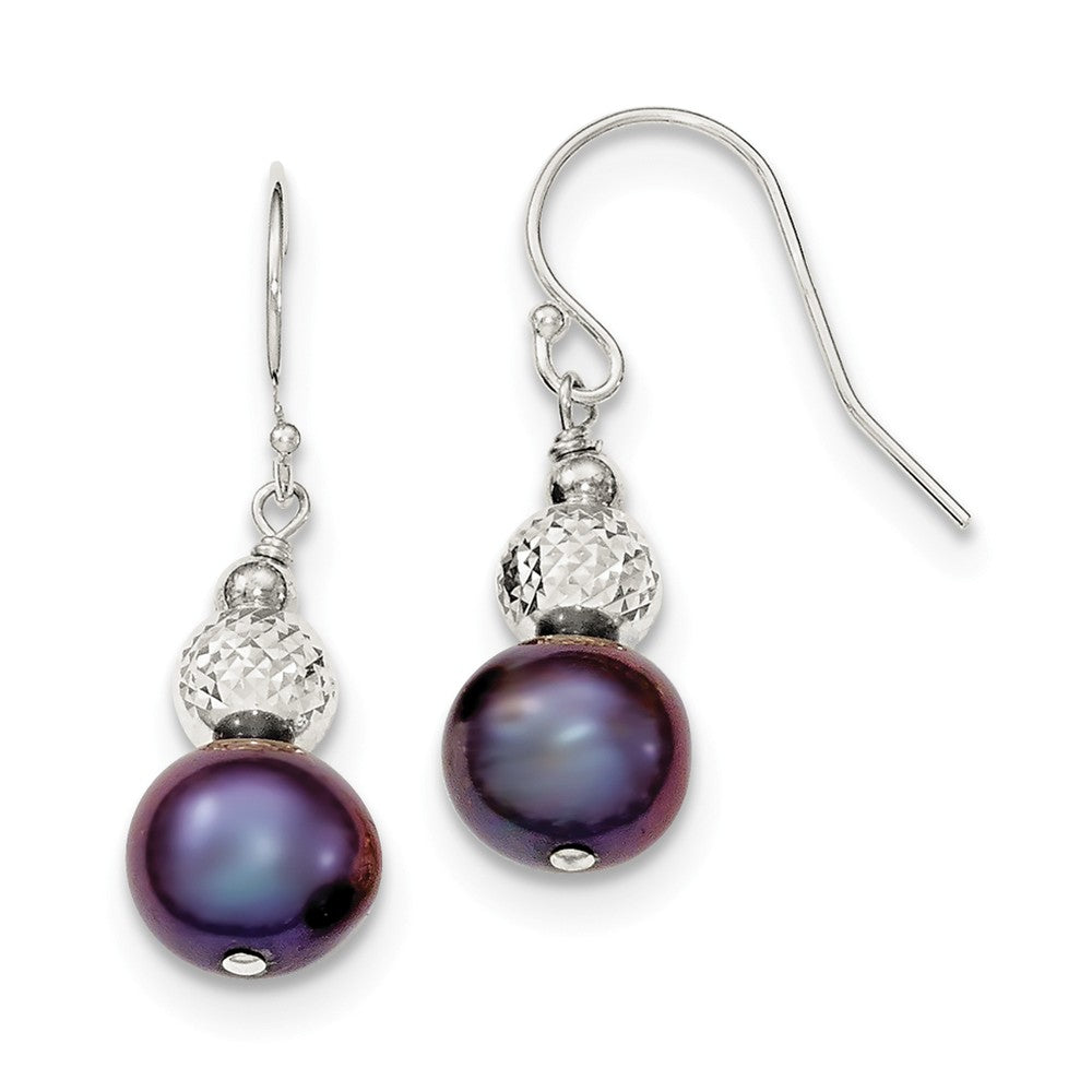 Stella Silver 925 Sterling Silver Peacock Fresh Water Cultured Pearl Drop Earrings, 30mm x 9mm