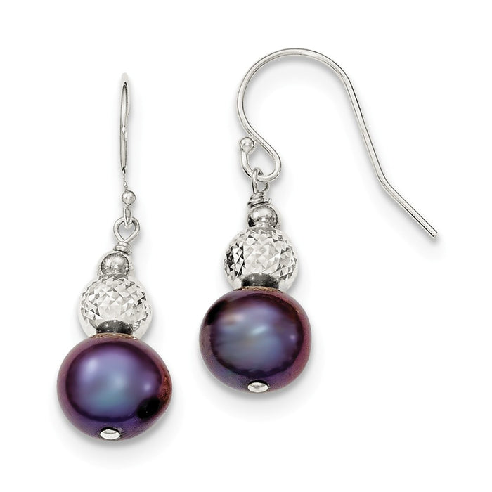 Stella Silver 925 Sterling Silver Peacock Fresh Water Cultured Pearl Drop Earrings, 30mm x 9mm