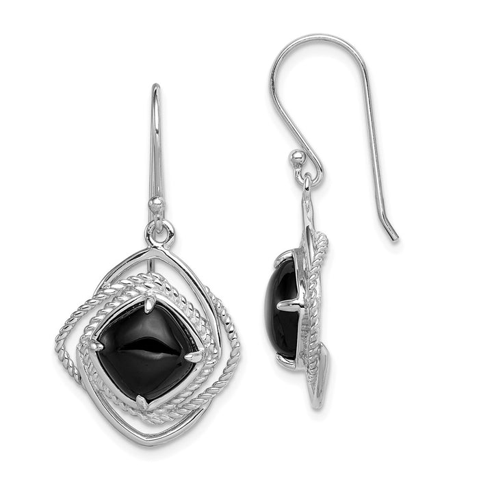 Stella Silver 925 Sterling Silver Onyx Dangle Earrings, 32mm x 17mm