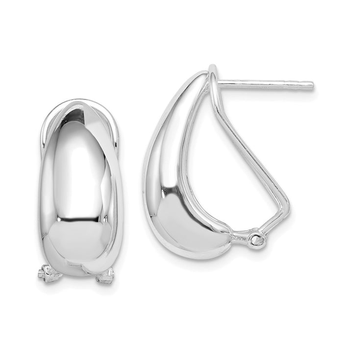 Stella Silver 925 Sterling Silver Omega-back Earrings, 25mm x 12mm