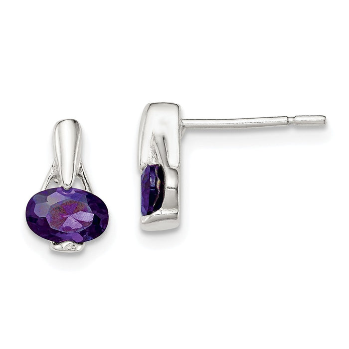 Stella Silver 925 Sterling Silver Purple Cubic Zirconia ( CZ ) Post Earrings, 10mm x 6mm