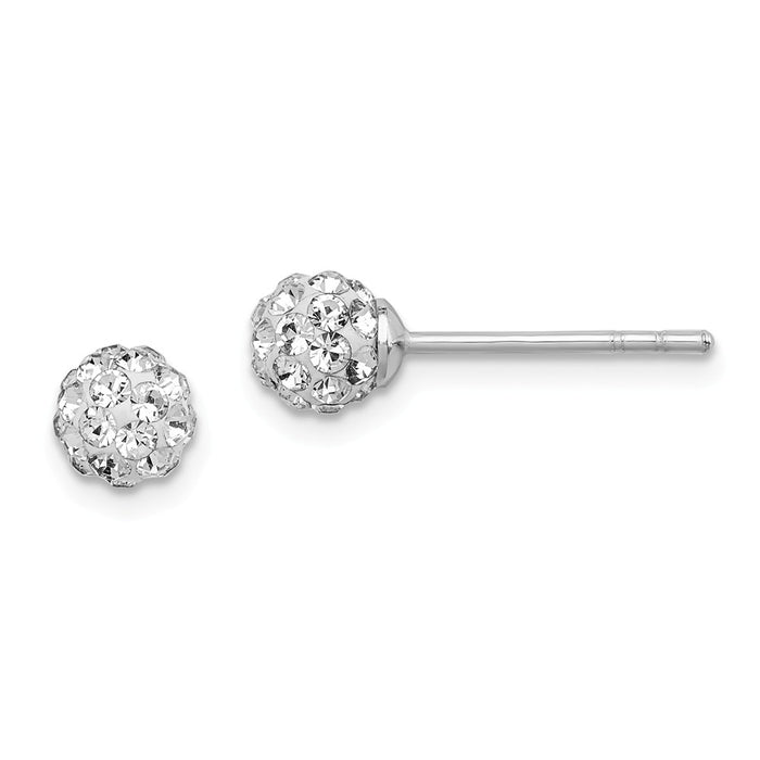 Stella Silver 925 Sterling Silver Rhodium-Plated Stellux Crystal Ball Post Earrings, 5mm x 5mm