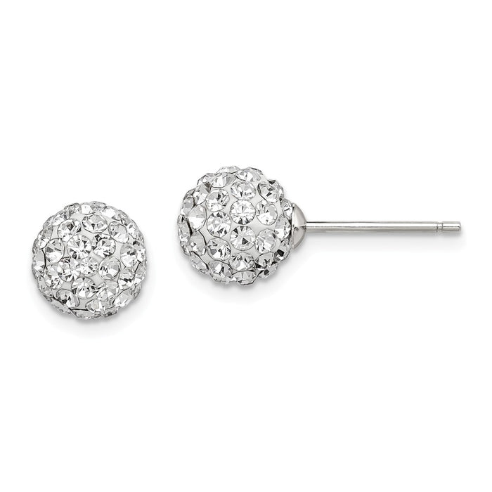 Stella Silver 925 Sterling Silver 8mm White Cubic Zirconia ( CZ )ech Crystal Post Earrings, 8mm x 8mm