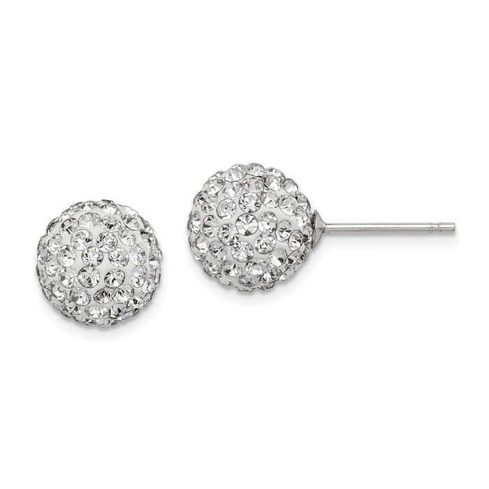 Stella Silver 925 Sterling Silver 10mm White Cubic Zirconia ( CZ )ech Crystal Post Earrings, 11mm x 11mm