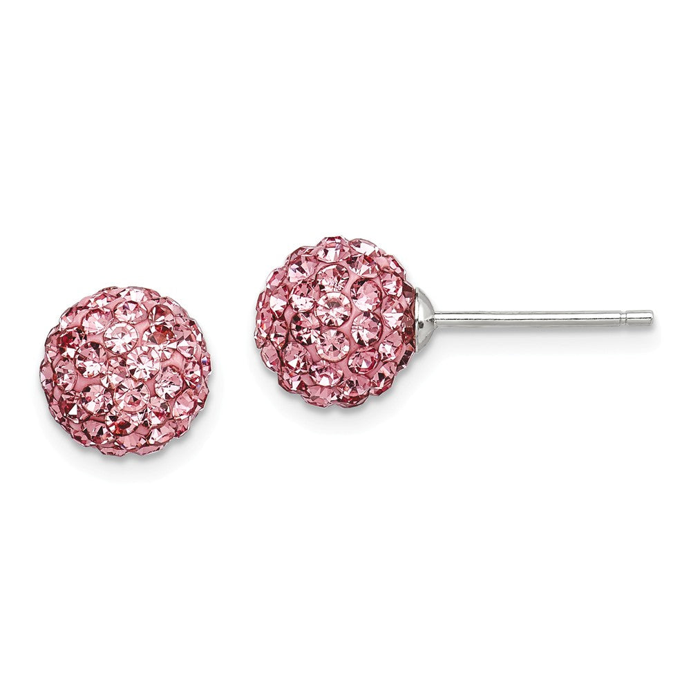 Stella Silver 925 Sterling Silver 8mm Pink Cubic Zirconia ( CZ )ech Crystal Post Earrings, 8mm x 8mm