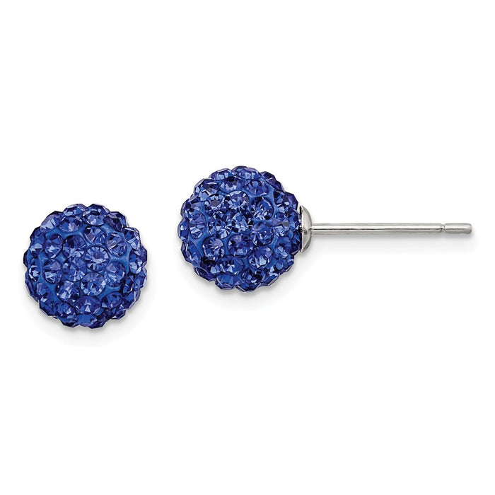 Stella Silver 925 Sterling Silver 8mm Dark Blue Cubic Zirconia ( CZ )ech Crystal Post Earrings, 8mm x 8mm