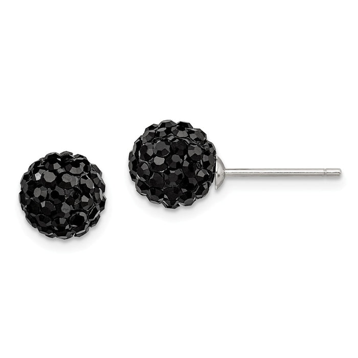 Stella Silver 925 Sterling Silver 8mm Black Cubic Zirconia ( CZ )ech Crystal Post Earrings, 8mm x 8mm