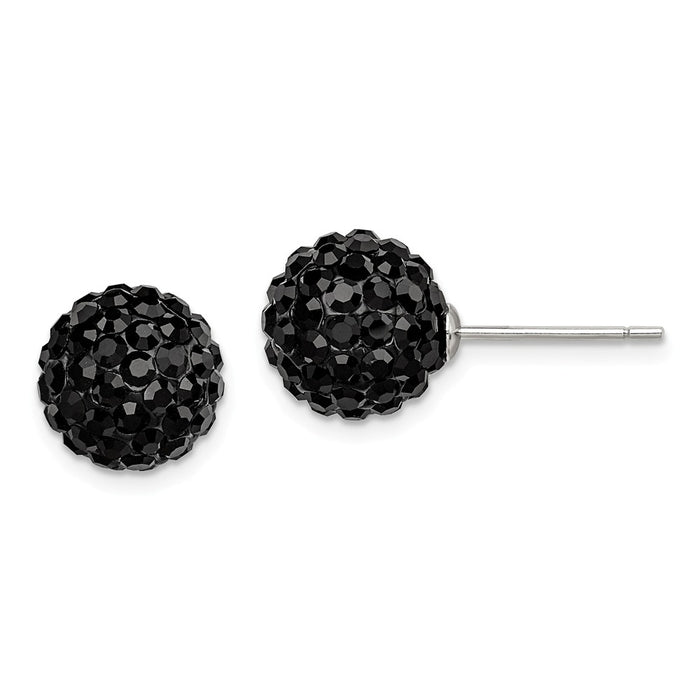 Stella Silver 925 Sterling Silver 10mm Black Cubic Zirconia ( CZ )ech Crystal Post Earrings, 11mm x 11mm