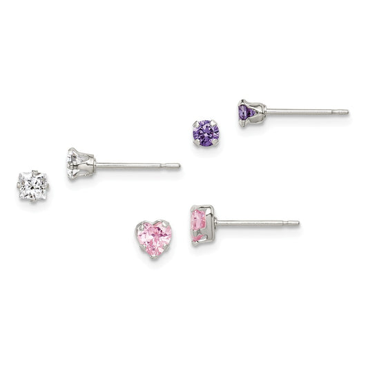 Stellux Jewelry Set - 925 Sterling Silver Stellux Crystal Post Earring 3pc Set