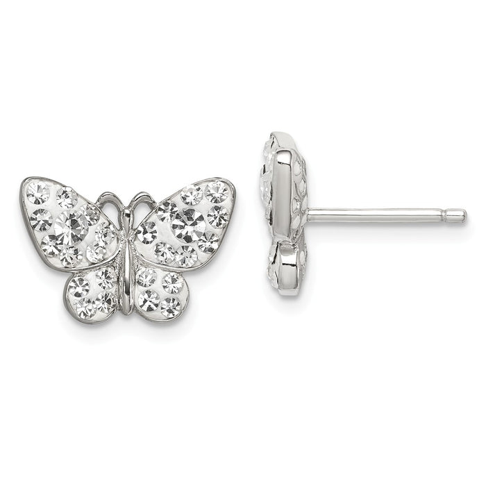 Stella Silver 925 Sterling Silver Swarovski Elements Crystal Butterfly Earrings, 10mm x 15mm