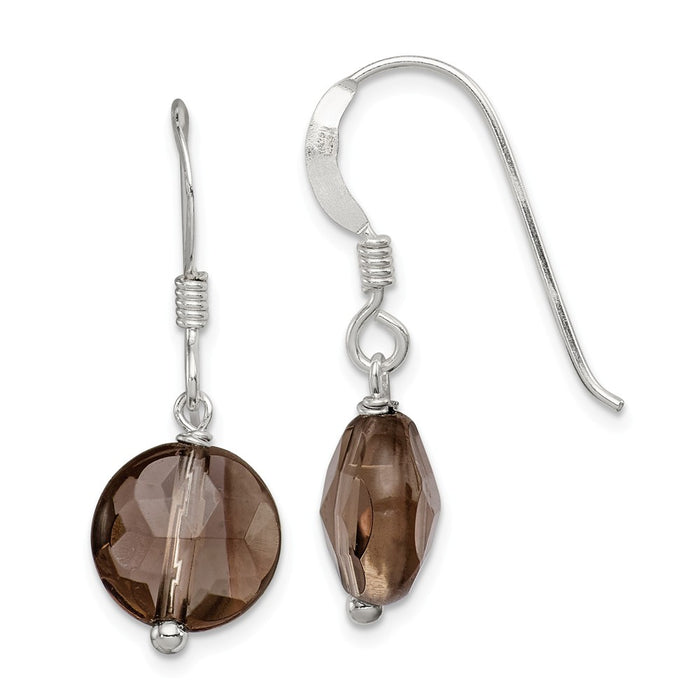 Stella Silver 925 Sterling Silver Smoky Quartz Earrings, 27mm x 10mm