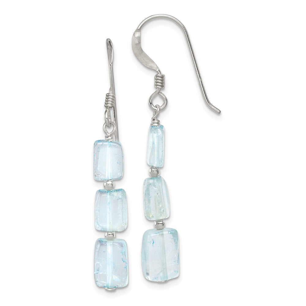 Stella Silver 925 Sterling Silver Light Blue Quartz Stone Earrings, 43mm x 6mm