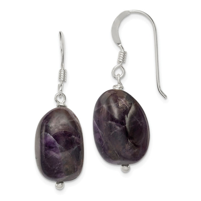 Stella Silver 925 Sterling Silver Amethyst Earrings, 30mm x 11mm