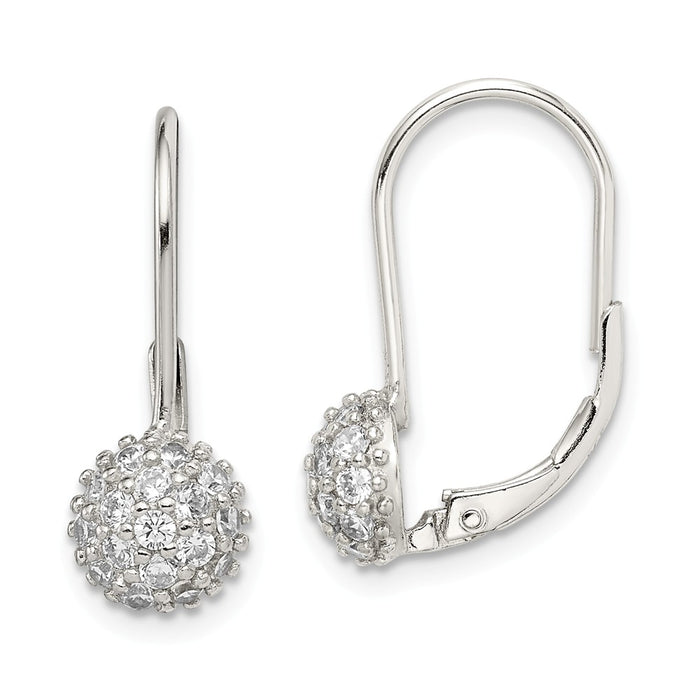 Stella Silver 925 Sterling Silver Cubic Zirconia ( CZ ) Leverback Earrings, 24mm x 15mm